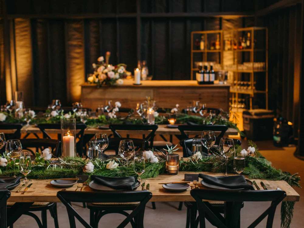 table with black chairs