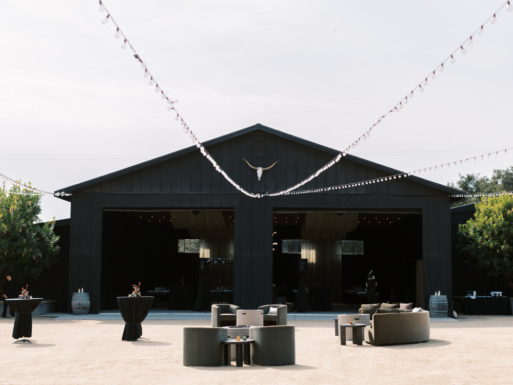 Black barn exterior staged
