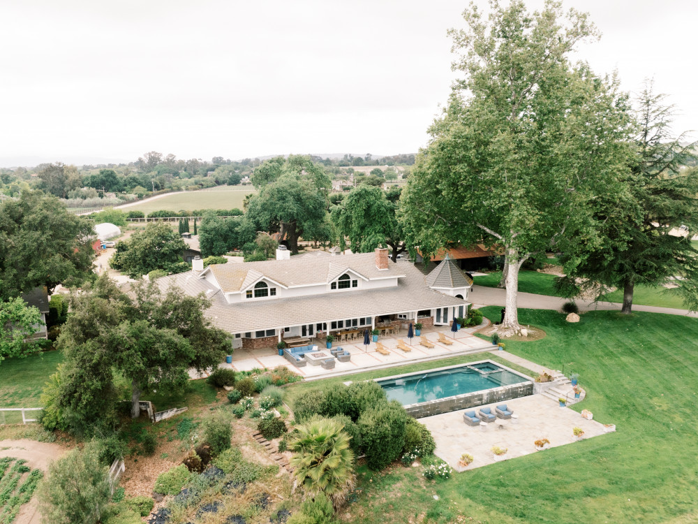 drone shot of Farmhouse